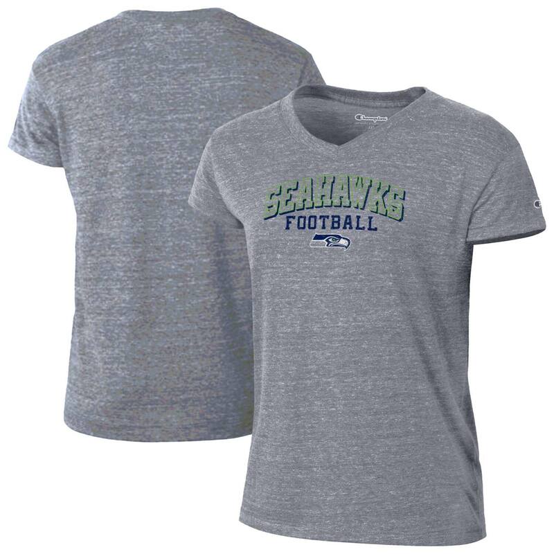 チャンピオン レディース トップス Tシャツ Vネック Women's Champion Heather Gray Seattle Seahawks Triumph Tri-Blend V-Neck T-Shirt Sea Grey グレー