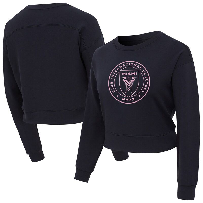 アンブランデッド レディース トップス Tシャツ ニット Unbranded Women's Conceptsport Black Inter Miami CF Tri-Blendarby Knit Long Sleeve Crop Top Mls Black ブラック