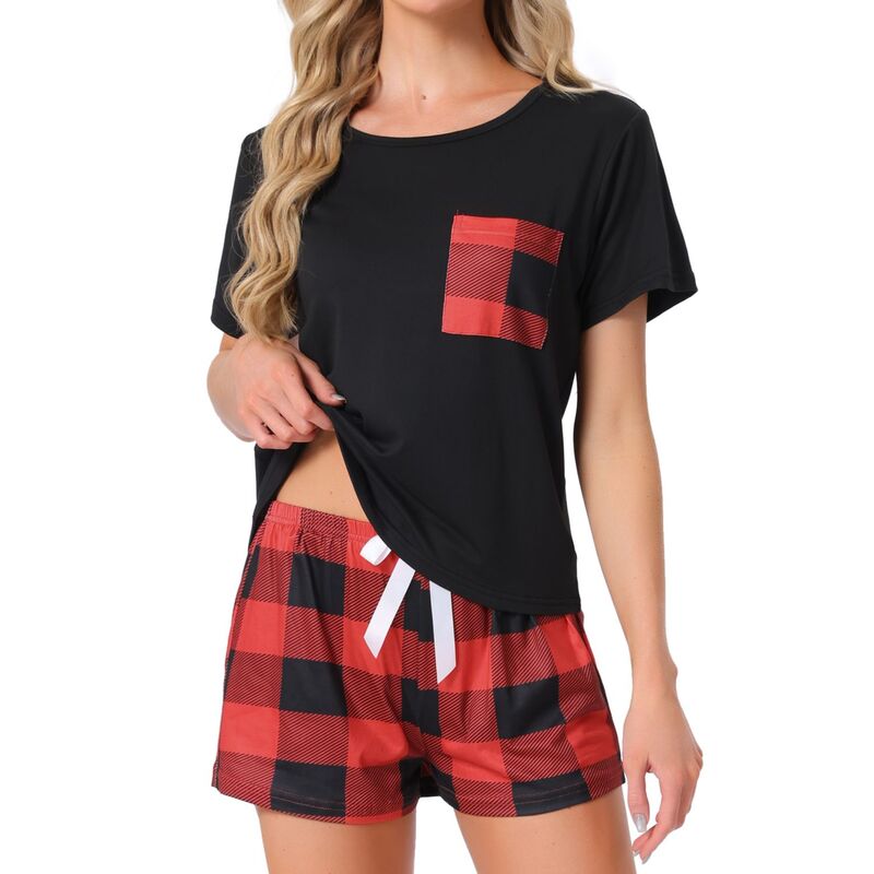 cheibear レディース アンダーウェア ナイトウェア プリント Tシャツ ショートパンツ cheibear Women'sleepwear Short Sleeve T-Shirt with Printed Shorts Pajama Sets Red レッド 8,455円