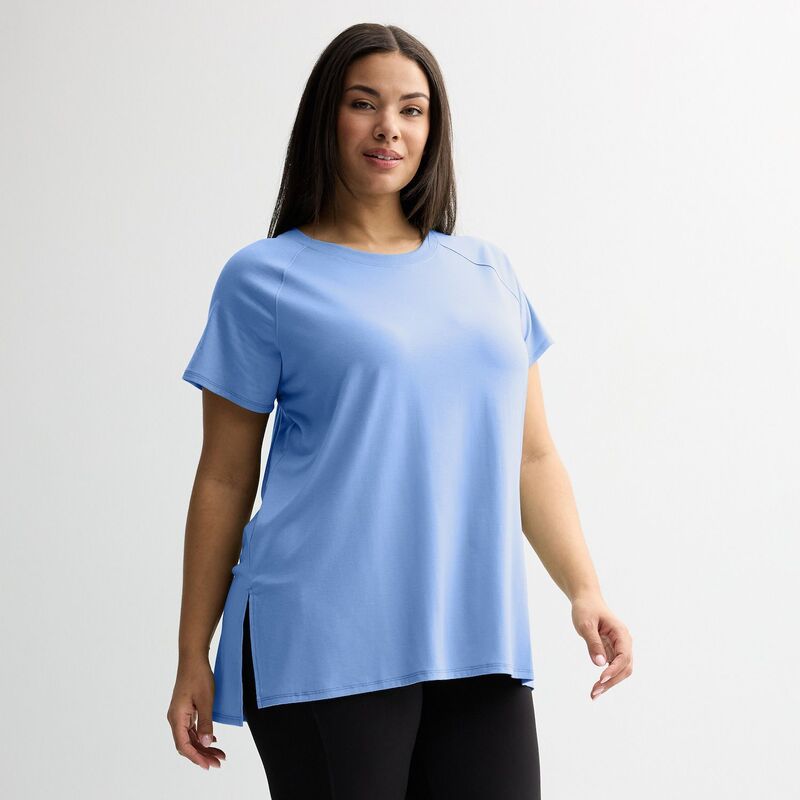 Tek Gear レディース トップス Tシャツ プラスサイズ Plusize Tek Gear Essential Short Sleeve Tunic Tee Peri Pulse