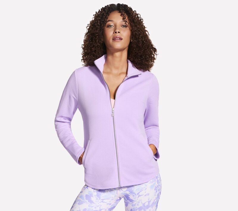 スケッチャーズ レディース アウター 上衣・上衣 Women\u0027skechers The Go Walk Ottoman Cozy Fit Scoop Hem Jacket Lilac Haze 紫はしどい