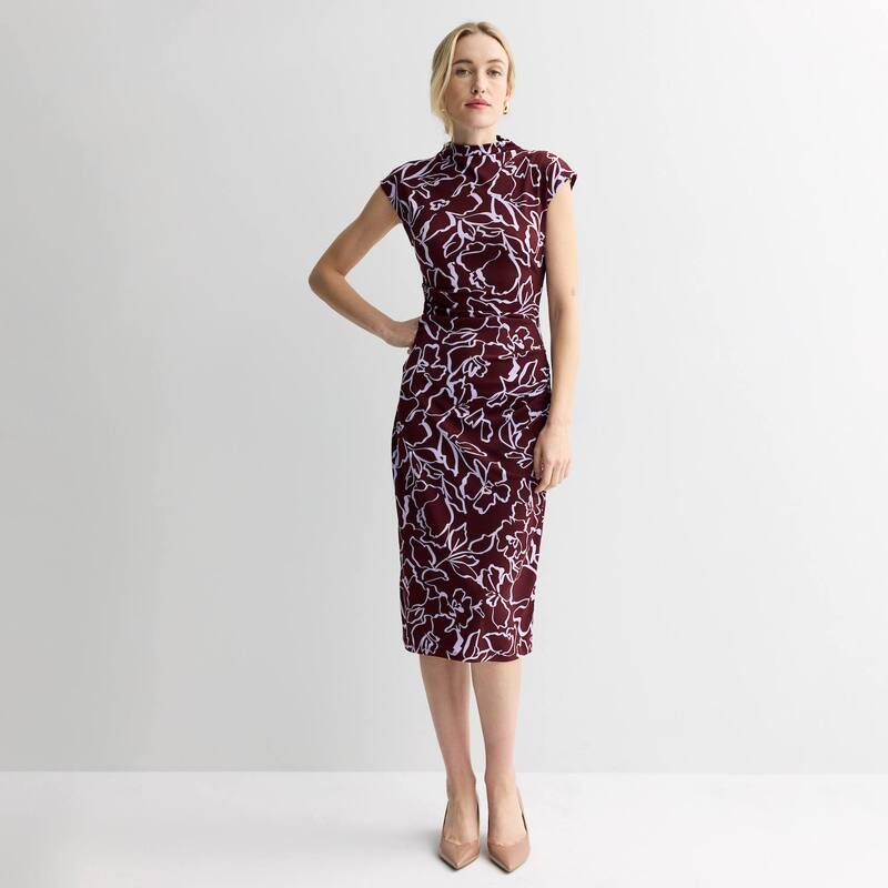 ナインウェスト レディース トップス ワンピース モックネック プチ ニット Petite Nine West Mock Necknit Dress Plum Josefina Floral プラム