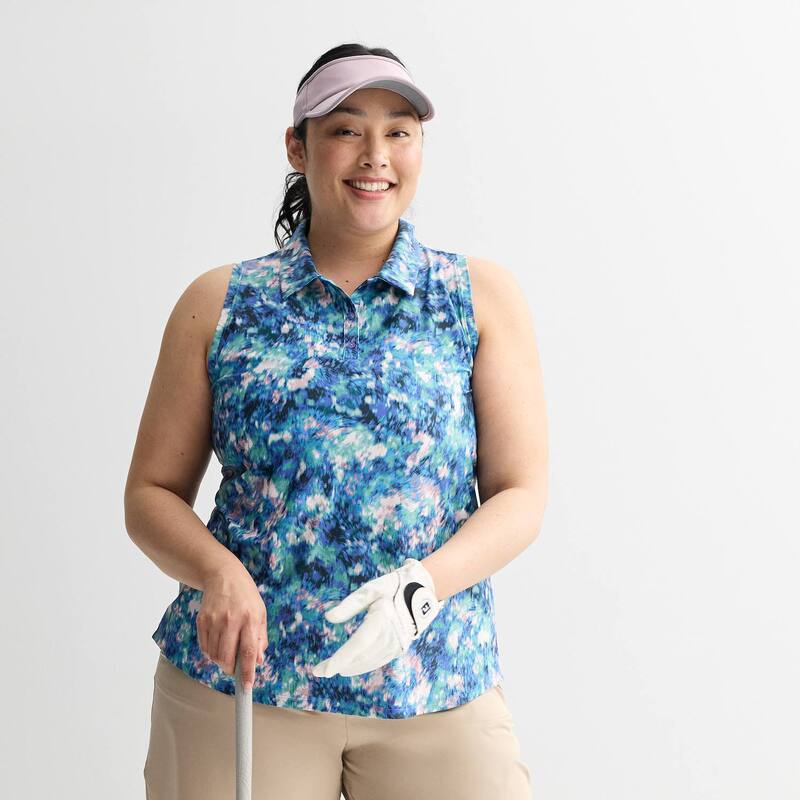 Tek Gear レディース トップス Tシャツ ポロシャツ プラスサイズ ノースリーブ Plusize Tek Gear Sleeveless Polo Multi Alpine Flora マルチカラー