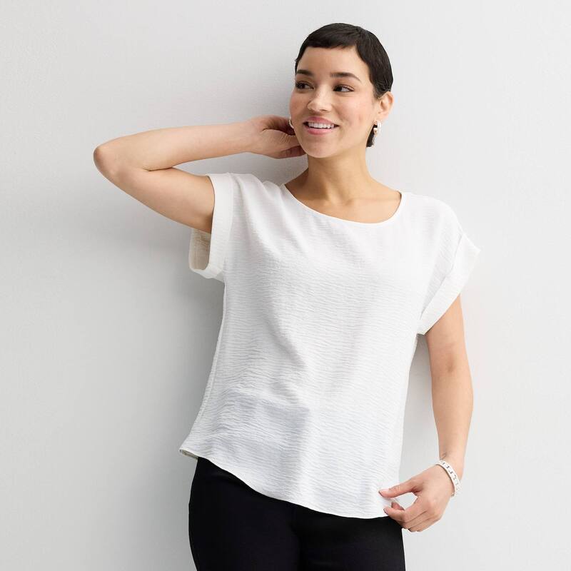 ナインウェスト レディース トップス プルオーバー Women\u0027s Nine Westextured Short Sleeve Tee White Knight 白いこと