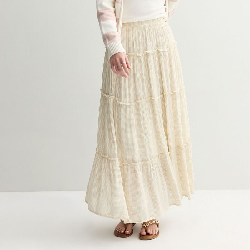 エスオー レディース ボトムスカート ティアード マキシ Juniors' SO Multiered Maxi Skirt Khaki Gingham カーキ