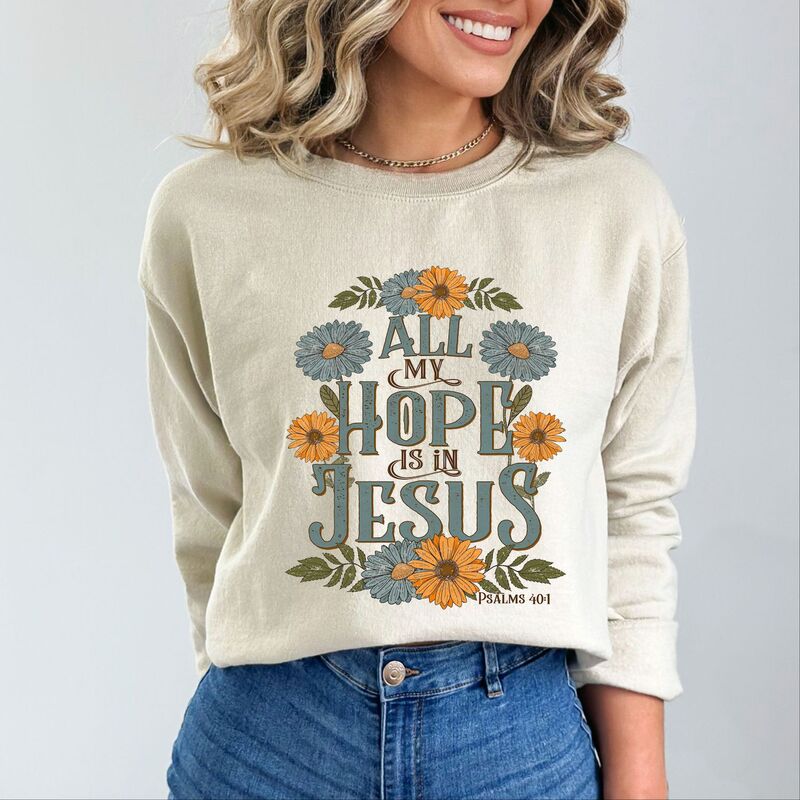 Simply Sage Market レディース トップス プルオーバー 御花柄 汗水 御花 グラフィック Simply Sage Market All My Hope Is In Jesus Floral - Women\u0027s Graphic Sweatshirt Dust