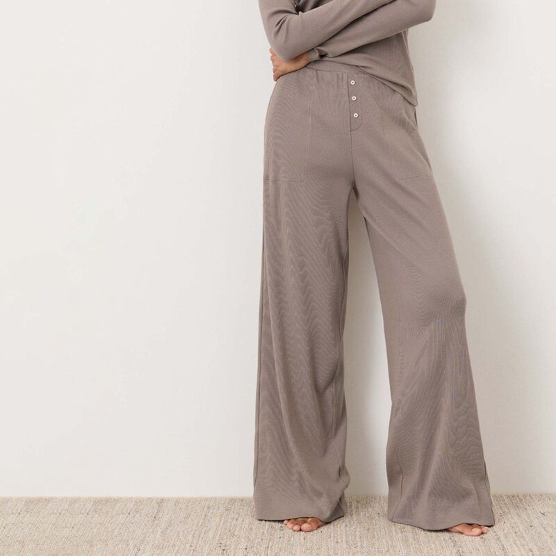 パクト レディース ボトムス 心地好いズボン下 ワイドレッグ Pact Dream Rib Wide Leg Lounge Pant Cinder ボトムス-パンツ-レディースファッション