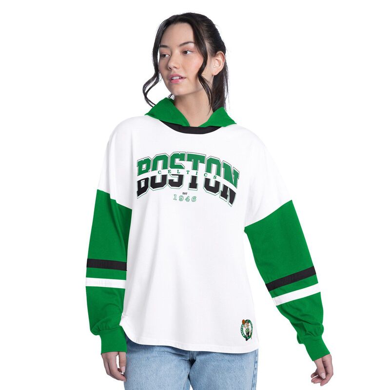 ジースリー フォーハー バイ カール バンクス レディース トップス Tシャツ Women's G-III 4Her by Carl Banks White/Green Boston Celtics Key Player Oversized Hooded Long Sleeve T-Shirt Cel White ホワイト