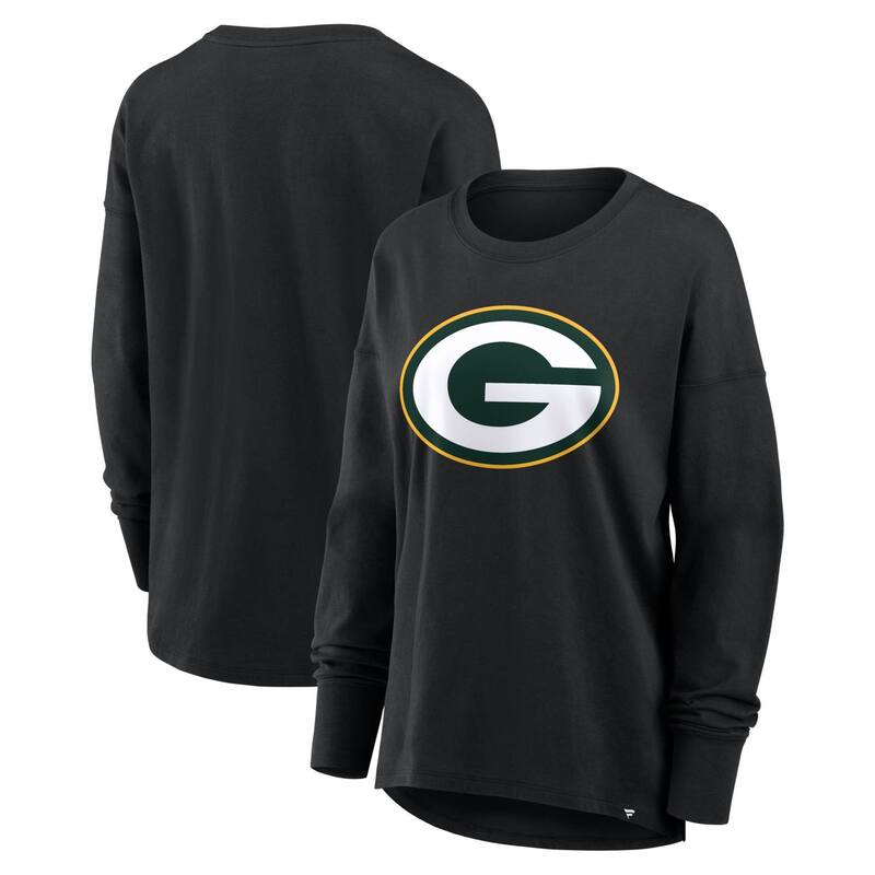 ファナティクス レディース トップス プルオーバー Women\u0027s Fanatics Black Green Bay Packers Relaxed Hip Essentialong Sleeve T-Shirt Pkr Black 黒いこと
