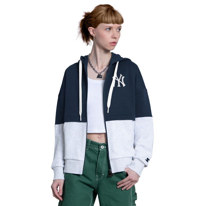 クランク レディース トップス プルオーバー パーカー Women\u0027starter Navy/White New York Yankees Wishbone Full-Zip Hoodie Ynk Navy 米国海軍