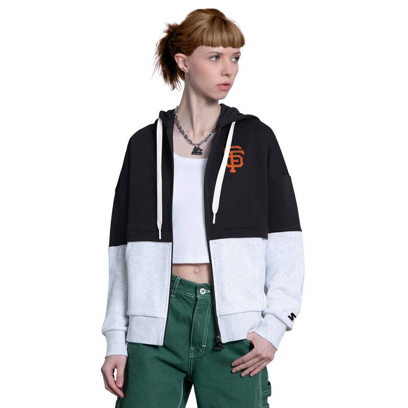 クランク レディース トップス プルオーバー パーカー Women\u0027starter Black/White San Francisco Giants Wishbone Full-Zip Hoodie Gnt Black 黒いこと