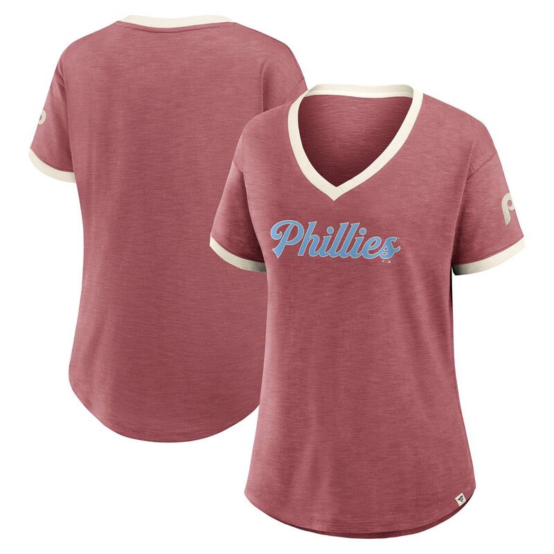 ファナティクス レディース トップス プルオーバー Vのど首 ヴィンテージ Women\u0027s Fanatics Burgundy Philadelphia Phillies Cooperstown Collection Vintage Play V-Neck T-Shirt Phl Med Re バーガンディ