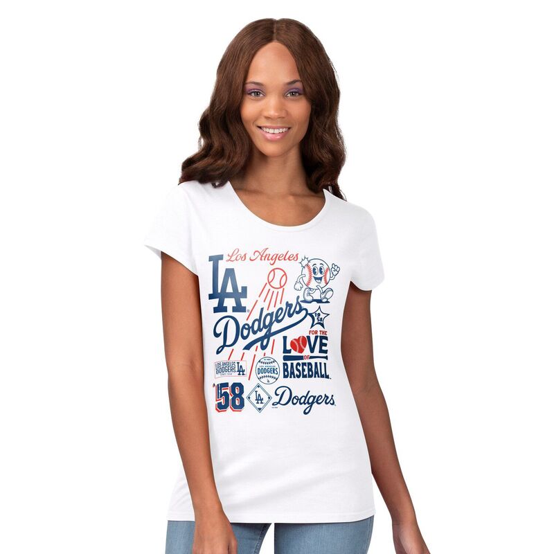 ジースリー フォーハー バイ カール バンクス レディース トップス Tシャツ Women's G-III 4Her by Carl Banks White Los Angeles Dodgers Endzone Collage T-Shirt Lad White ホワイト