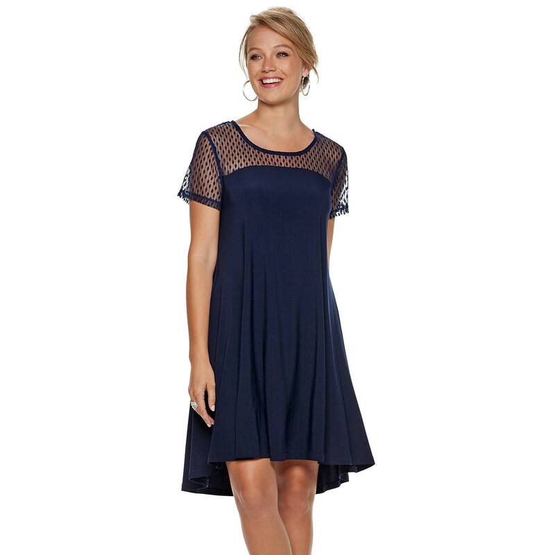 ニナレオナルド レディース トップス ワンピース メッシュ シアー Women's Nina Leonard Sheer Dot Mesh Swing Dress Navy ネイビー