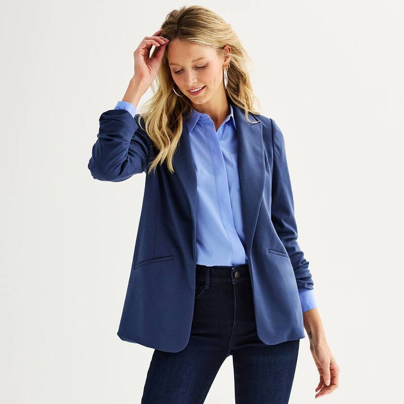 ナインウェスト レディース アウター 上衣・上衣 プチ スポーツジャケット Petite Nine West Closureless Blazeresolute Blue 青み