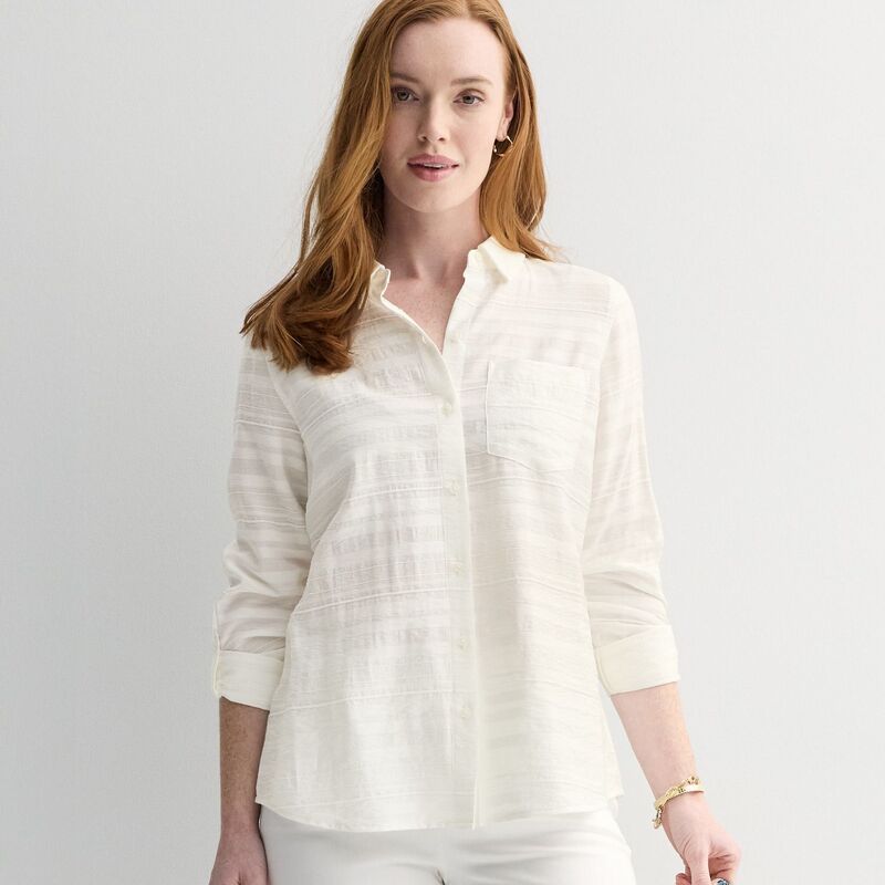 クロフト＆バロー レディース トップス シャツ ブラウス Women's Croft & Barrow Long Sleeve Collared Blouse Light Natural 10,980円