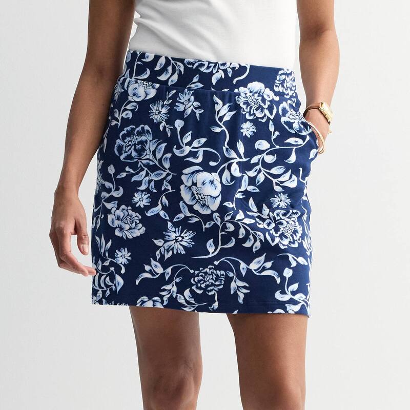 クロフト＆バロー レディース ボトムスカート ニット Women ’ s Croft & Barrow Knit Skort Navy Inky Floral ネイビー
