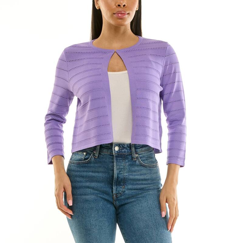 ニナレオナルド レディース アウター ニット・セーター Women's Nina Leonard Three Quarter Sleeve Bolero Sweater Soft Purple パープル｜ReVida 店