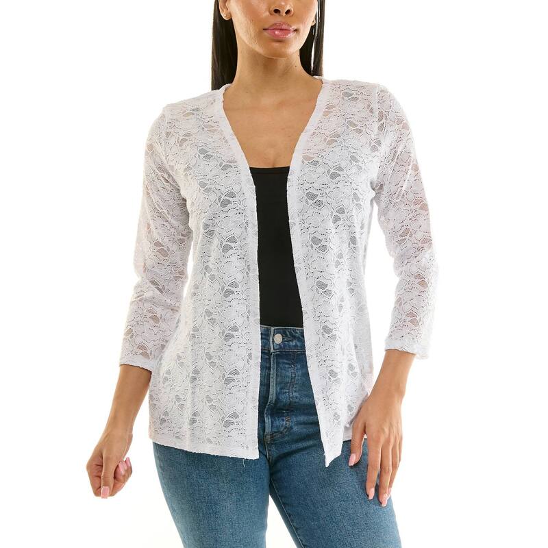 ニナレオナルド レディース アウター ニット・セーター レース Women's Nina Leonard Three Quarter Sleeve Lace Bolero White ホワイト｜ReVida 店 7,906円