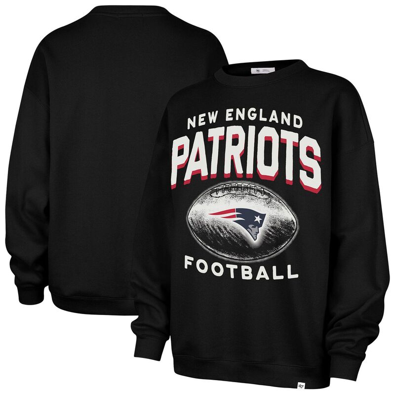 フォーティセブンブランド レディース トップス プルオーバー 汗水 47 Brand Women\u0027s \u002747 Black New England Patriots Arch Cloud Oversized Sweatshirt Pat Black 黒いこと