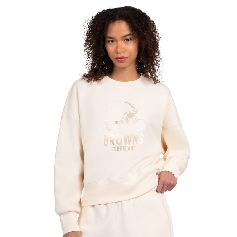 クランク レディース トップス プルオーバー 流汗 フリース Women\u0027starter Cream Cleveland Browns Travel Pastels Boxy Fleece Sweatshirt Brn Beige ベージュ