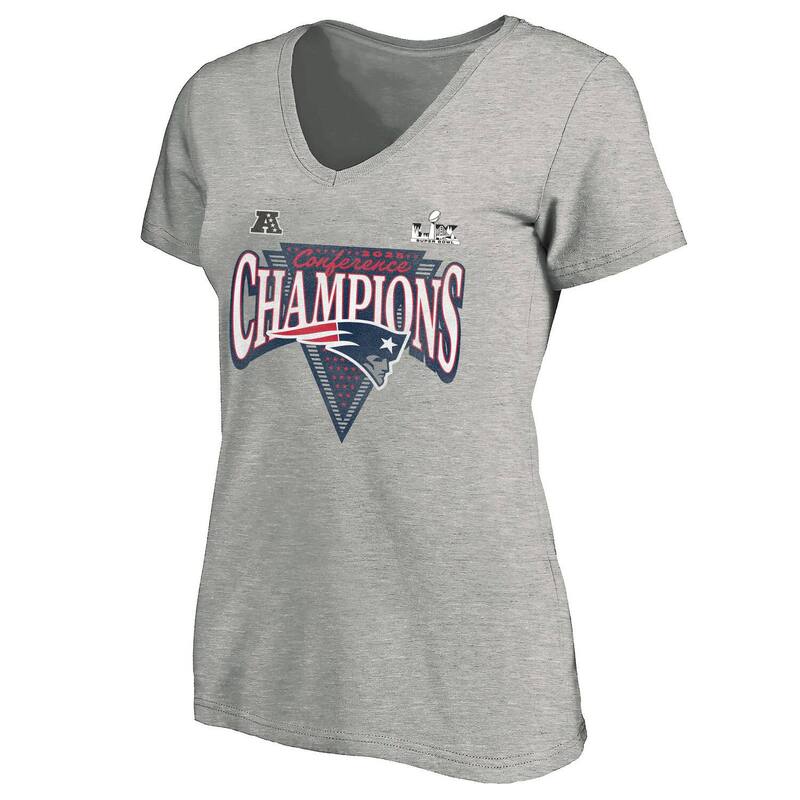 ファナティクス レディース トップス Tシャツ Vネック プラスサイズ Women's Fanatics Heather Gray New England Patriots 2025 AFChampions Plusize Hail Mary Tri-Blend V-Neck T-Shirt Pat Grey グレー