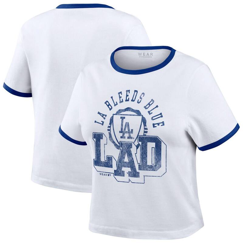 ウェア バイ エリン アンドルーズ レディース トップス Tシャツ Women's WEAR by Erin Andrews White Los Angeles Dodgers Ringer Baby T-Shirt Lad White ホワイト