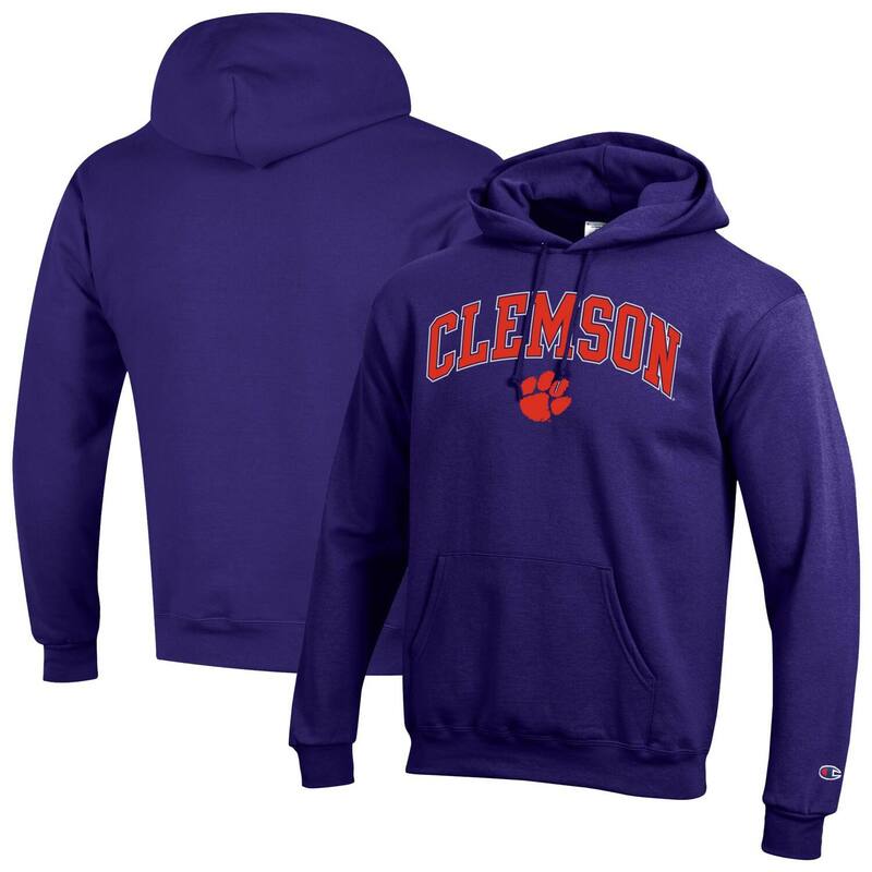 チャンピオン レディース トップス Tシャツ ロゴ フリース パーカー Men'sChampion Purple Clemson Tigers Arched Logo Fleece Pullover Hoodie Clm Purple パープル｜ReVida 店