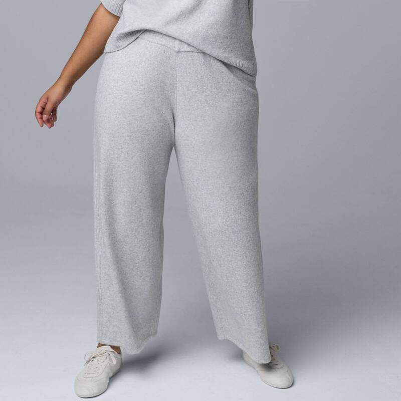ヴェラウォン レディース ボトムス カジュアルパンツ プラスサイズ セーター Plusize Simply Vera Wang Luxe Cashmere Blend Sweater Pants Light Gray Fox Heather グレー