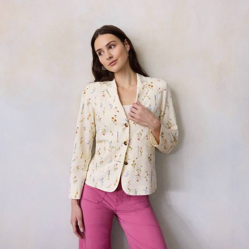 LC Lauren Conrad レディース アウター ジャケット・ブルゾン ブレザー Women's LC Lauren Conrad Patch Pocket Blazer Cream Wildflower クリーム