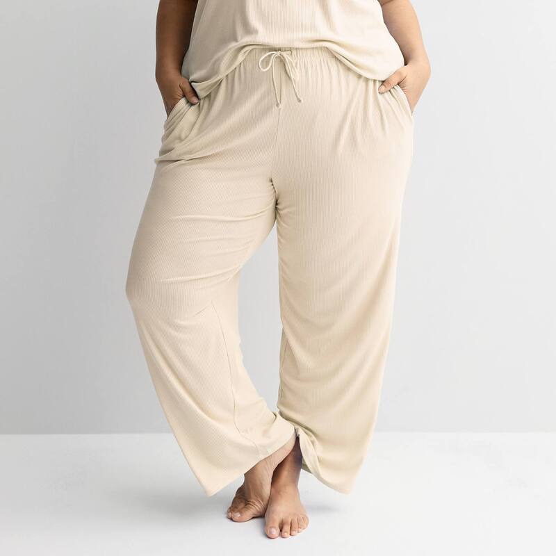 ソノマ レディース アンダーウェア ナイトウェア プラスサイズ リブ パンツ Plusize Sonoma Goods For Life Ribbed Pajama Pants White Oak ホワイト