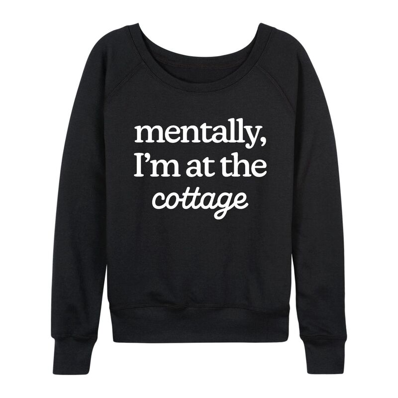 アニメキャラクター レディース トップス Tシャツ パイル トール Licensed Character Women's Mentally I'm Athe Cottage French Terry Long Sleeve Tee Black ブラック