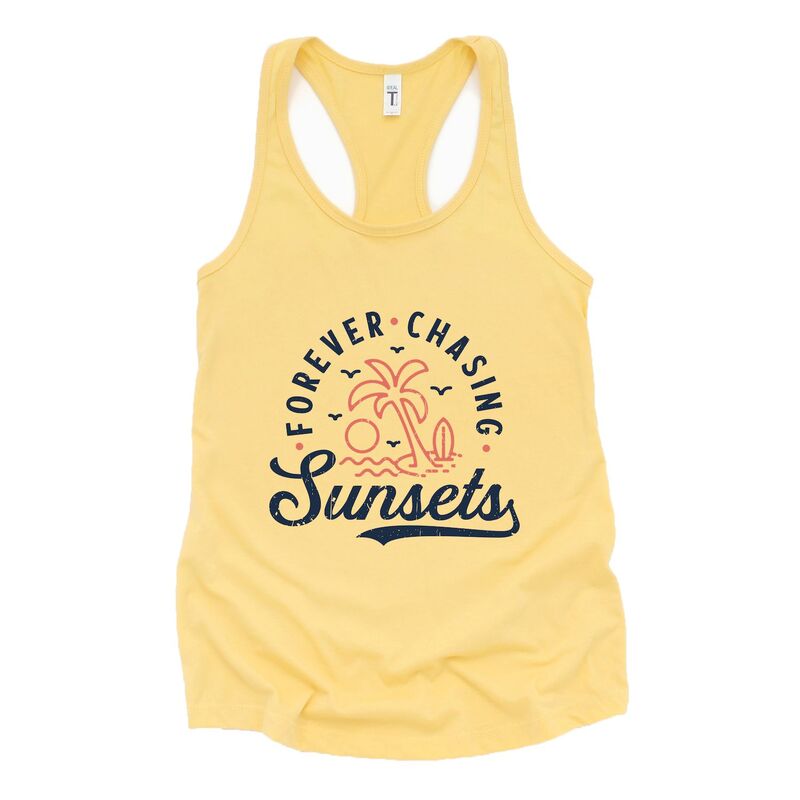 Simply Sage Market レディース トップス Tシャツ グラフィック Simply Sage Market Forever Chasing Sunsets Palm Tree - Women's Graphic Racerback Tank Top Banana