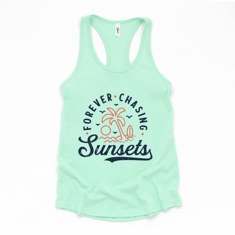 Simply Sage Market レディース トップス Tシャツ グラフィック Simply Sage Market Forever Chasing Sunsets Palm Tree - Women's Graphic Racerback Tank Top Mint ミント