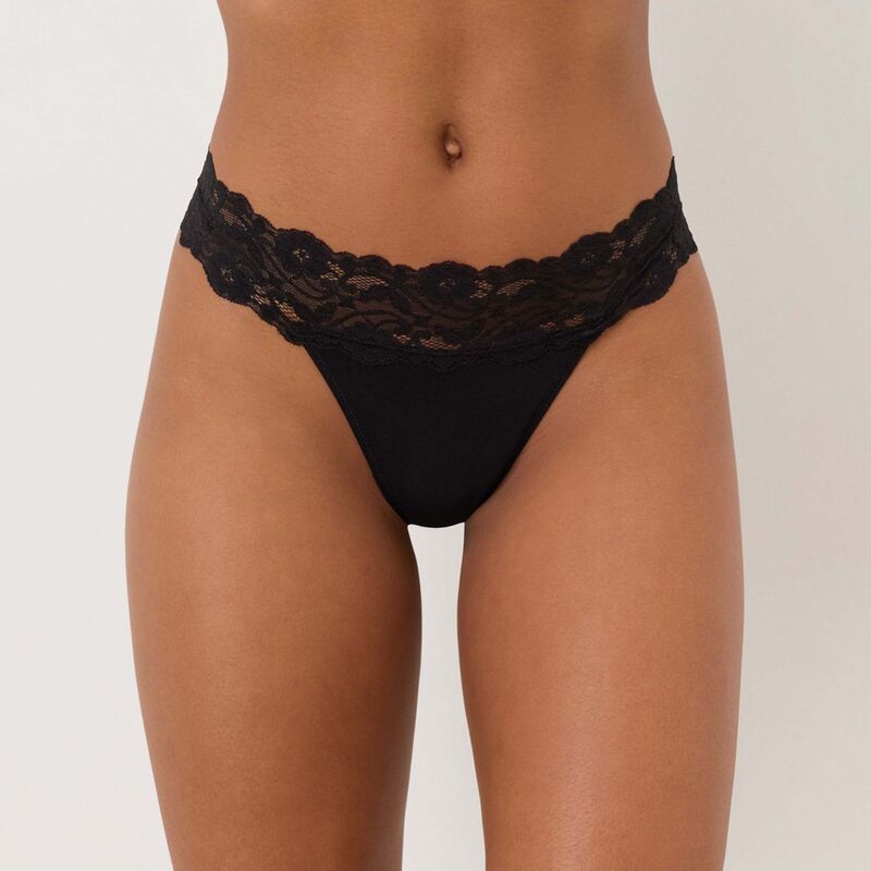 パクト レディース アンダーウェア パンツ レース Pact Lace Waisthong 3-Pack Black ブラック