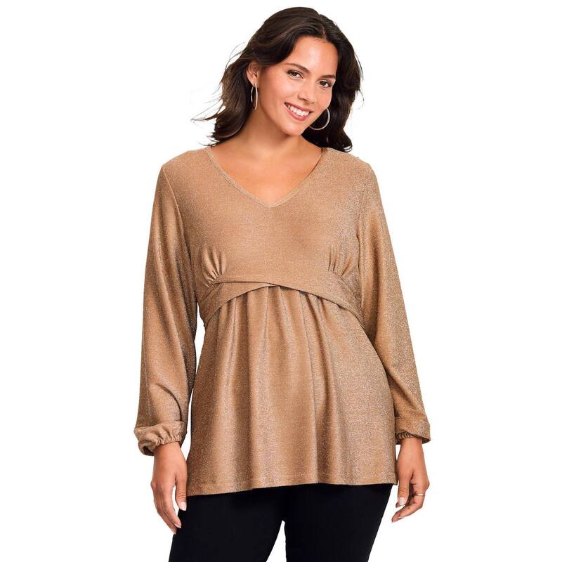 アベニュー レディース トップス Tシャツ プラスサイズ Avenue Women's Plusize Peplum Shimmer Top Gold Shimmer ゴールド