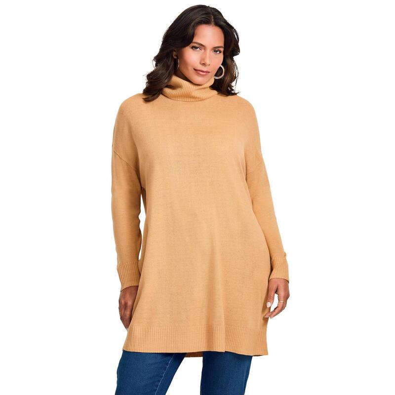 アベニュー レディース アウター ニット・セータートルネック 付け加える大いさ Avenue Women\u0027s Plusize Turtleneck Tunic Sweater Soft Camel 駱駝 セーター-ニット・セーター-レディースファッション