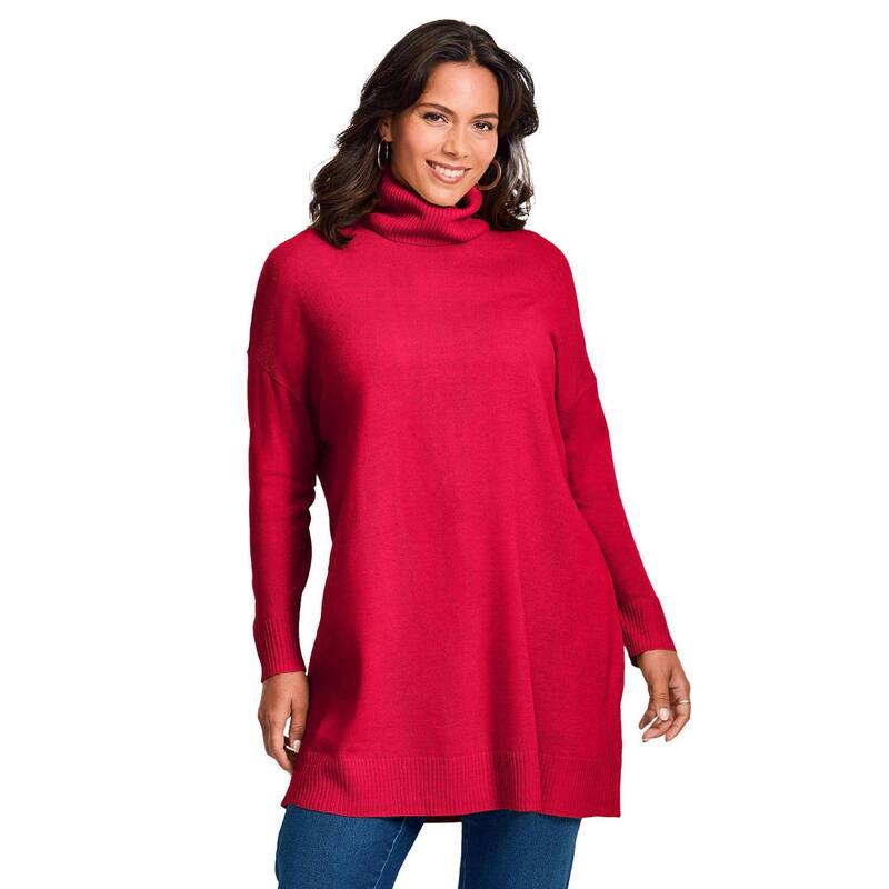 アベニュー レディース アウター ニット・セータートルネック 付け加える大いさ Avenue Women\u0027s Plusize Turtleneck Tunic Sweater Vibrant Red 赤いこと レディースファッション-ニット・セーター-セーター