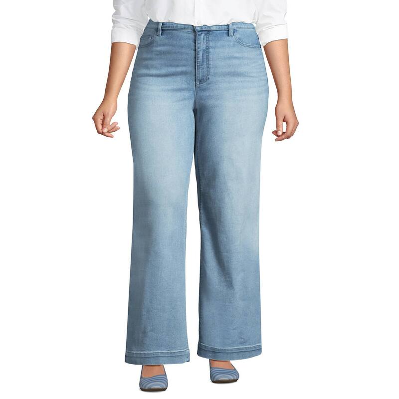 ランズエンド レディース ボトムス デニムパンツ ワイドレッグ プラスサイズ ジーンズ Plusize Lands' End High-Rise Wide Leg Jeans Arctic Indigo インディゴ