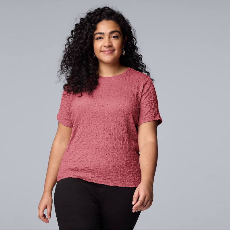 ヴェラウォン レディース トップス Tシャツ プラスサイズ Plusize Simply Vera Wang Textured Tee Raspberry Frosting