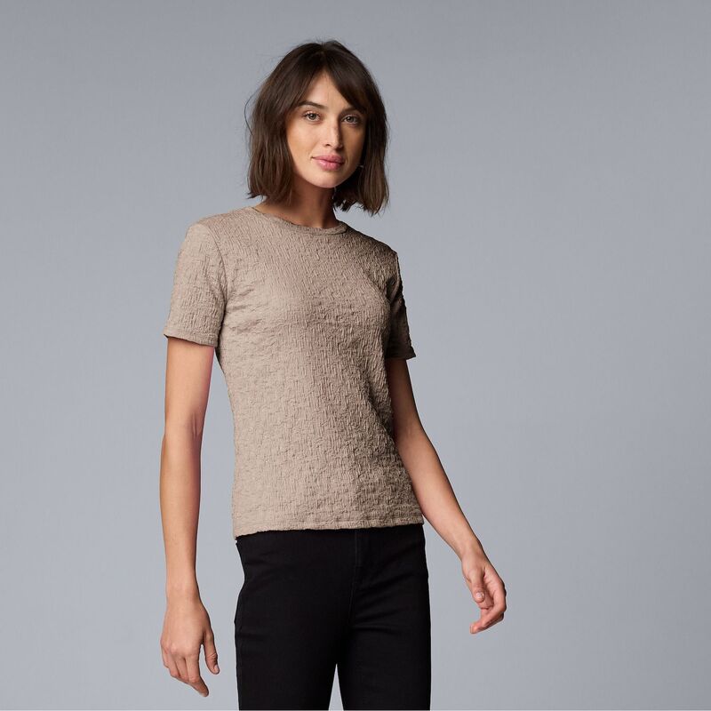 ヴェラウォン レディース トップス Tシャツ プチ Petite Simply Vera Wang Texture Tee Leisure Khaki カーキ