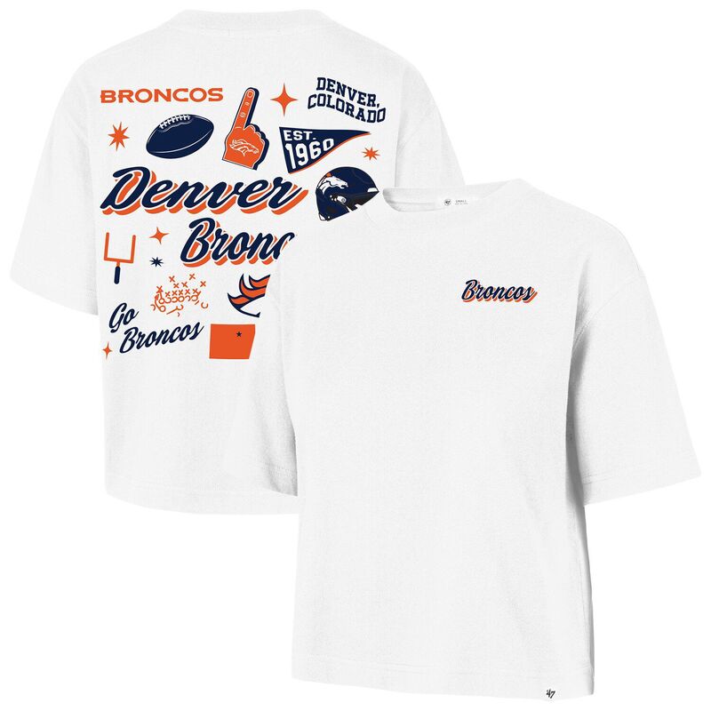 フォーティセブンブランド レディース トップス プルオーバー 47 Brand Women\u0027s \u002747 White Denver Broncos Collage Script Reed City T-Shirt Den White 白いこと