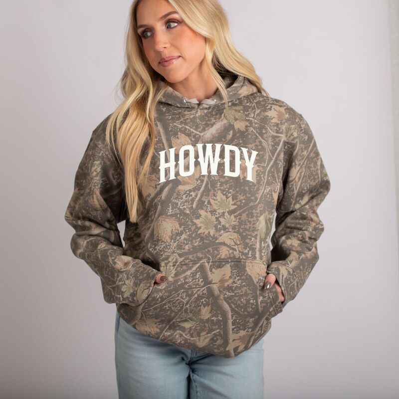 Simply Sage Market レディース トップス プルオーバー パーカー Simply Sage Market Howdy Arched Puff - Camo Hoodie Camo