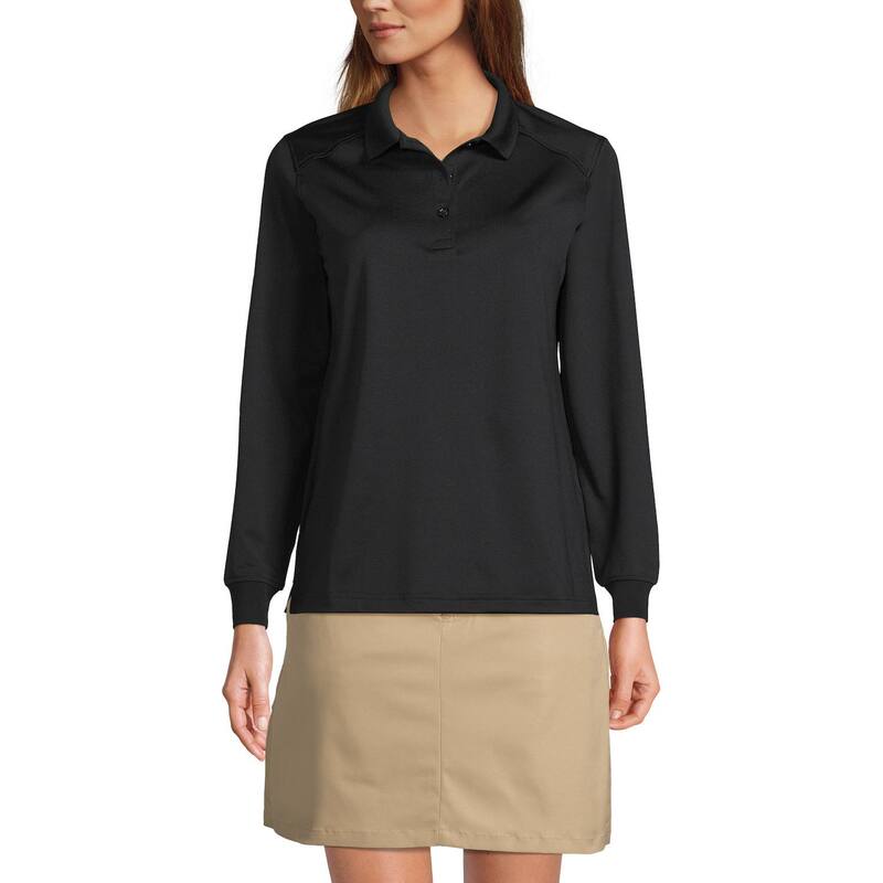 ランズエンド レディース トップス Tシャツ ポロシャツ Women's Lands' End Long Sleeve Rapidry Polo Shirt Black ブラック