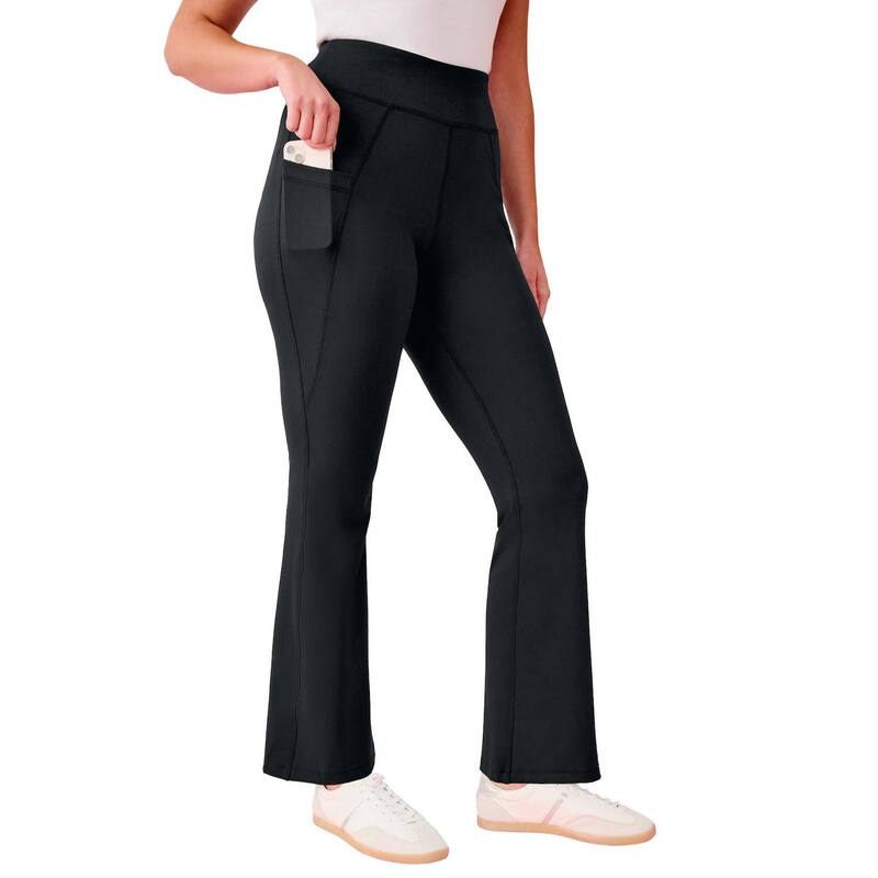 ロアマンズ レディース ボトムス カジュアルパンツ プラスサイズ Roaman's Women's Plusize Soft Sculpt Side-Pocket Yoga Pants Black ブラック