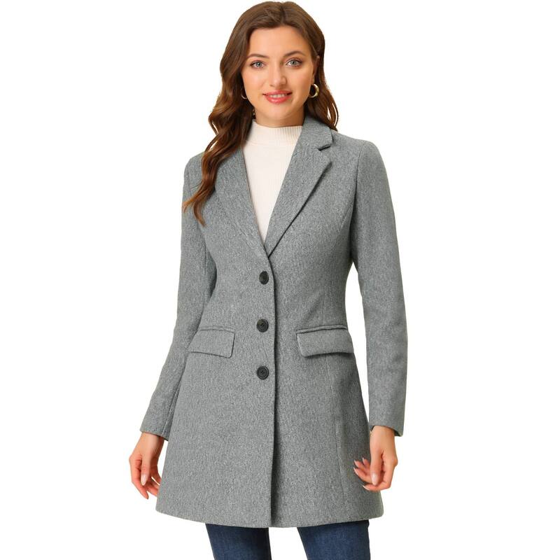 アレグラ ケー レディース アウター ジャケット・ブルゾン コート ALLEGRA K Women's Notched Lapelong Sleevesingle Breasted Winter Long Coat Light Grey グレー