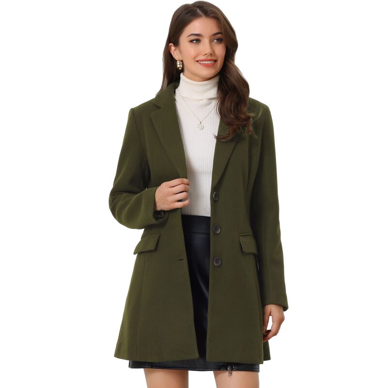 アレグラ ケー レディース アウター ジャケット・ブルゾン コート ALLEGRA K Women's Notched Lapelong Sleevesingle Breasted Winter Long Coat Olive Green グリーン