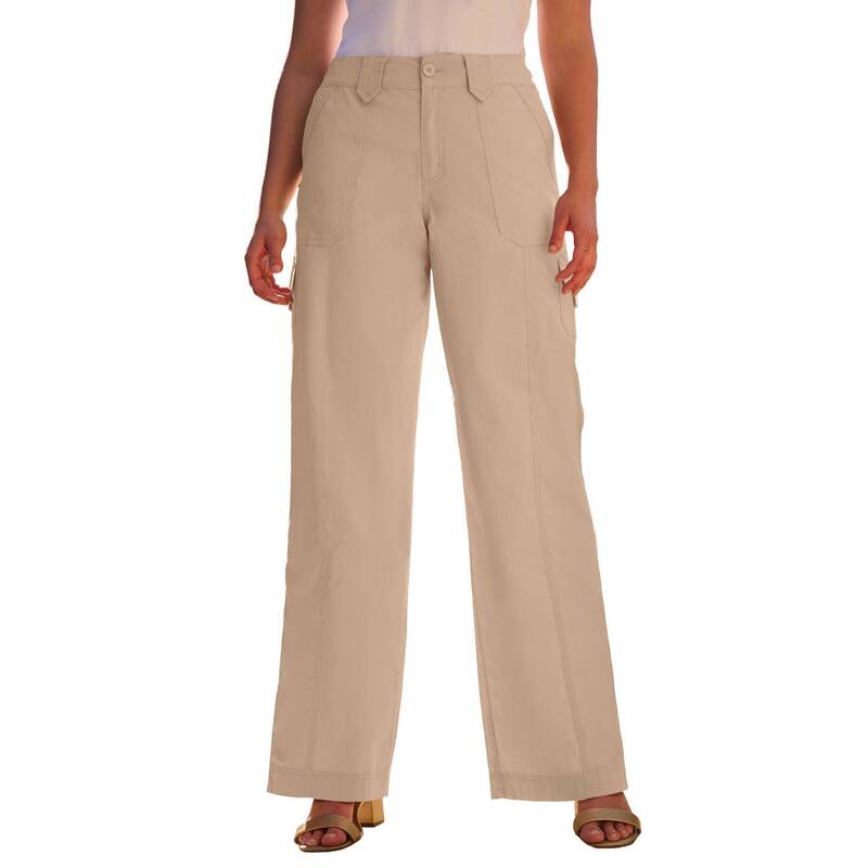 ロアマンズ レディース ボトムス カジュアルパンツ カーゴパンツ プラスサイズ Roaman's Women's Plusize Wide-Leg Cargo Pants New Khaki カーキ｜ReVida 店 15,155円