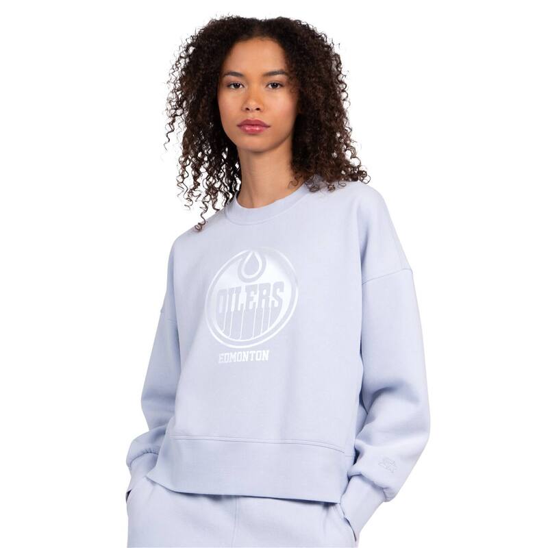 クランク レディース トップス プルオーバー 流汗 クロップド Women\u0027starter Bluedmonton Oilers Boxy Cropped Sweatshirt Oil Blue 青み