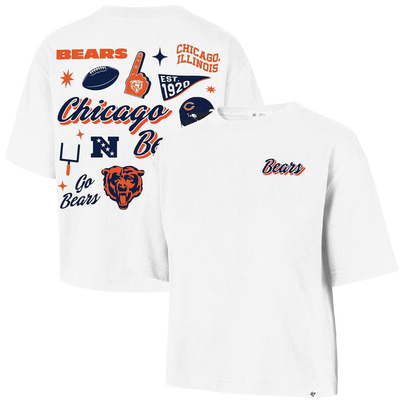フォーティセブンブランド レディース トップス プルオーバー 47 Brand Women\u0027s \u002747 White Chicago Bears Collage Script Reed City T-Shirt Brs White 白いこと
